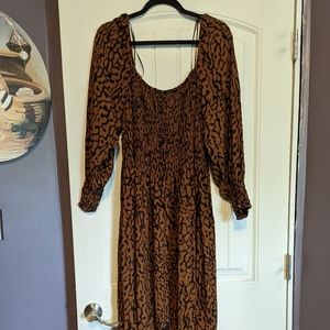 H&M animal print smocked dress